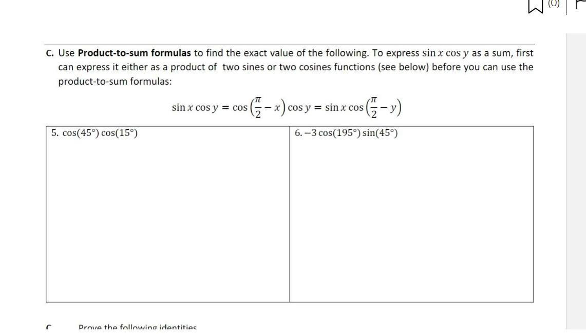 Solved Use Product-to-sum Formulas To Find The Exact Value | Chegg.com