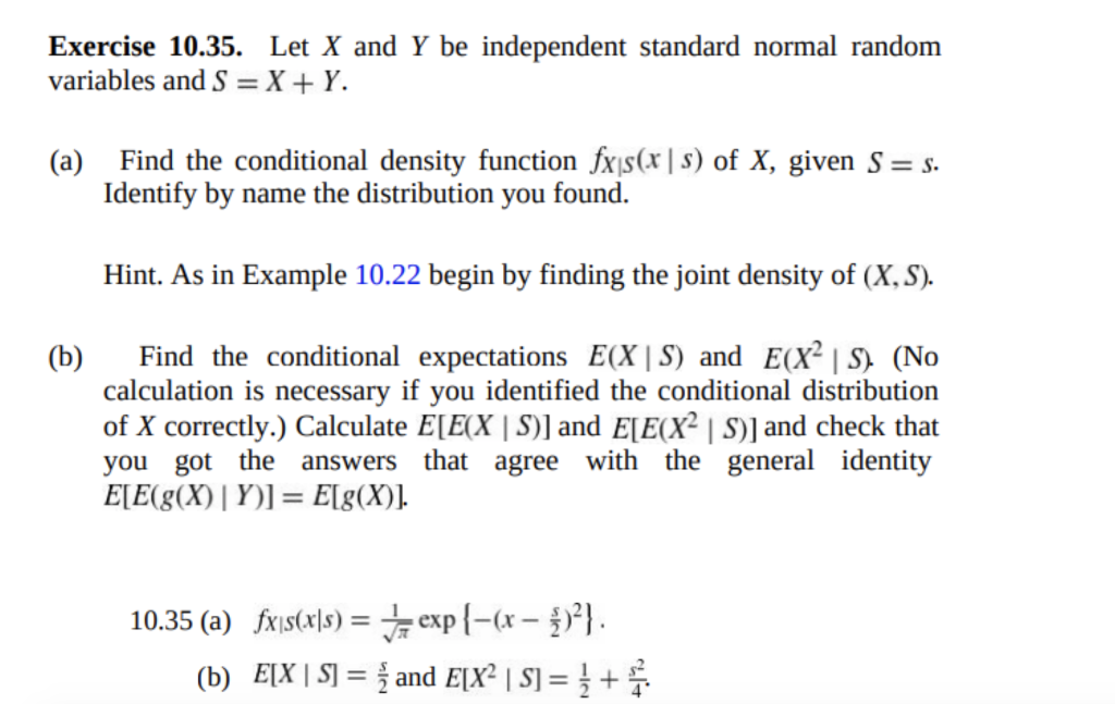 Solved Exercise 10 35 Let X And Y Be Independent Standar Chegg Com
