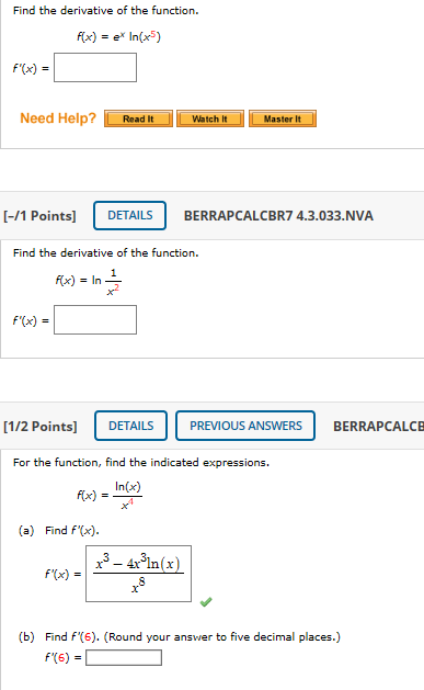 Find The Derivative Of The Function F X Chegg Com