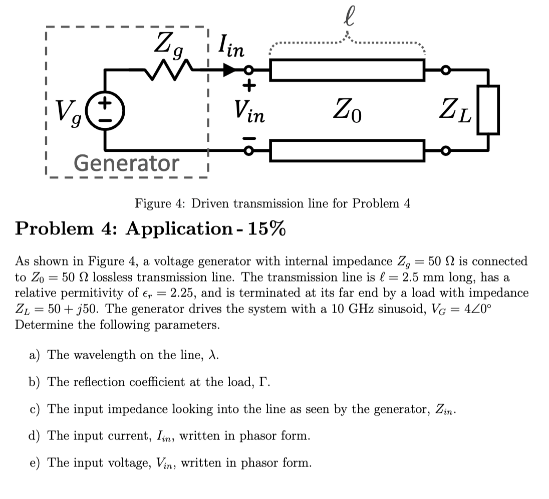 Solved Figure 4: Driven transmission line for Problem 4 | Chegg.com