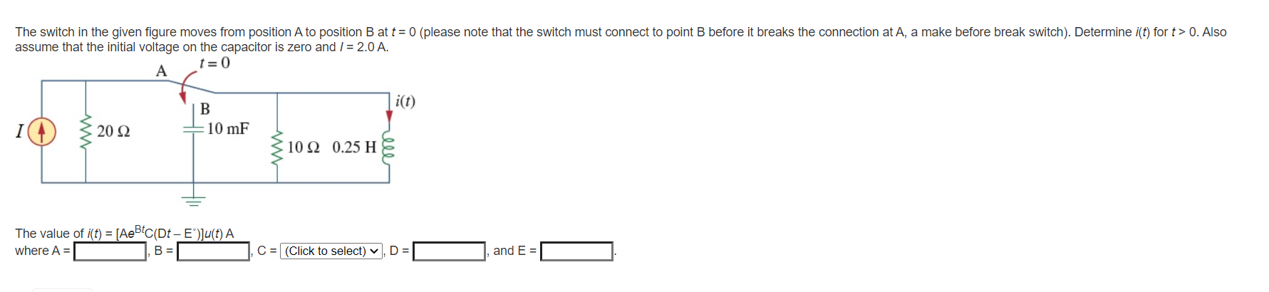 Solved The Switch In The Given Figure Moves From Position A | Chegg.com