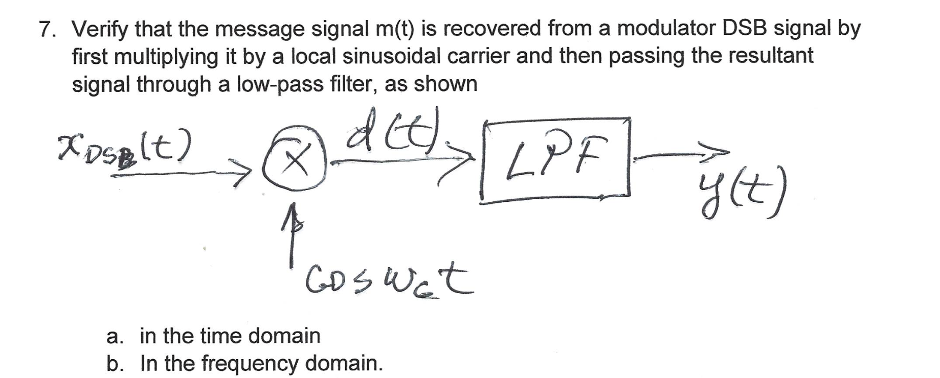 Solved 7. Verify That The Message Signal M(t) Is Recovered | Chegg.com