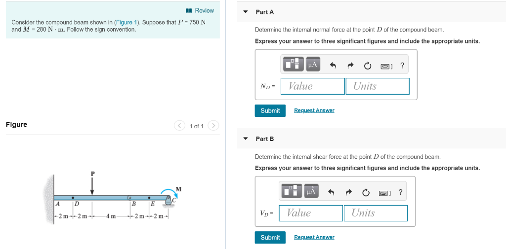 Answered: Review 750 N Part A Consider the compound beam sh