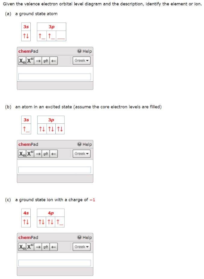 Solved Given the valence electron orbital level diagram and | Chegg.com