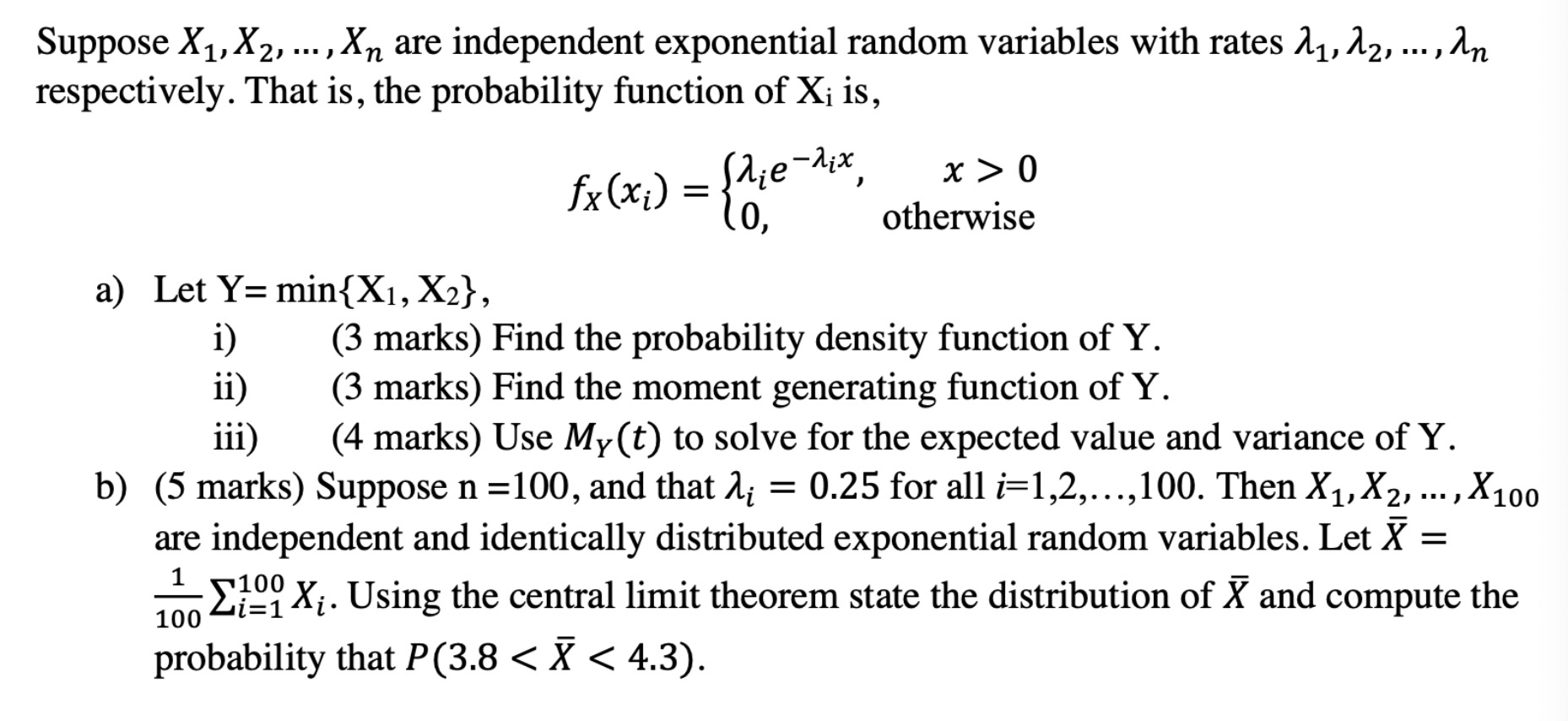 Solved Suppose X1 X2 Xn Are Independent Exponential Chegg