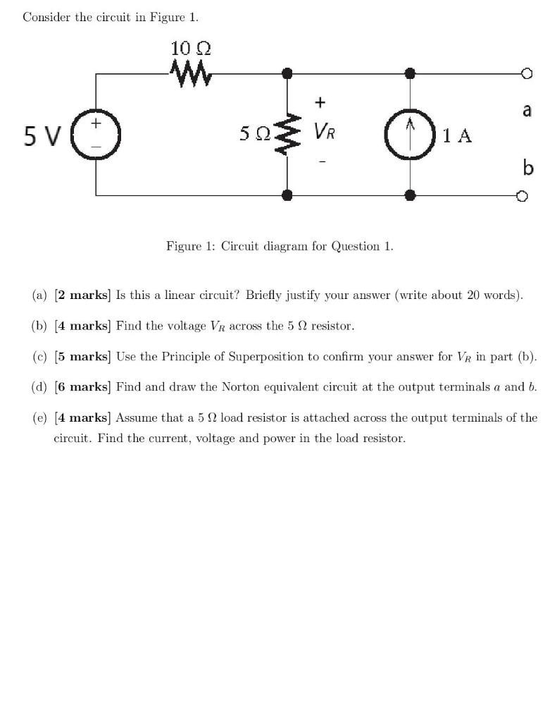 Solved Consider the circuit in Figure 1. 10 Ω w + a 5 V 502