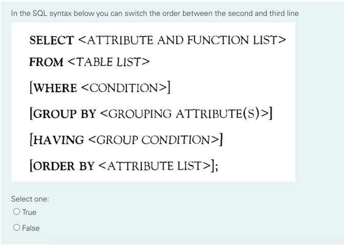 Solved In the SQL syntax below you can switch the order | Chegg.com
