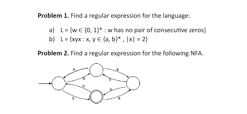 Solved Problem 1. Find A Regular Expression For The | Chegg.com