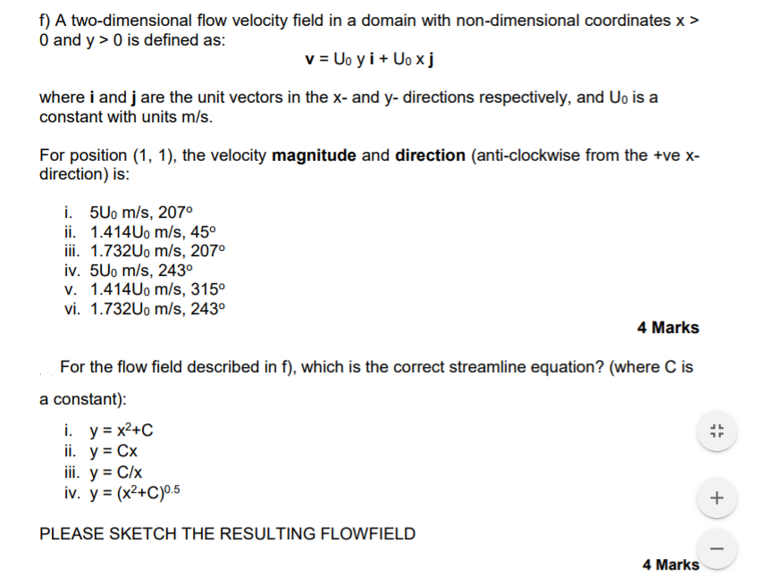 Solved F A Two Dimensional Flow Velocity Field In A Doma Chegg Com