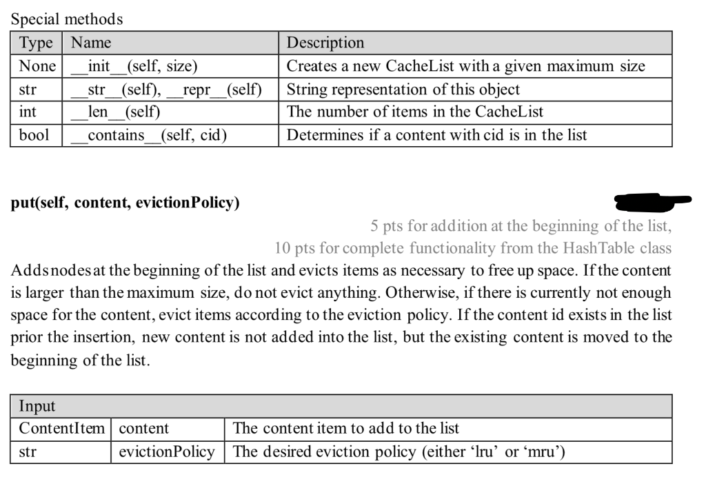 Solved Section 3 The CacheList class The CacheList class