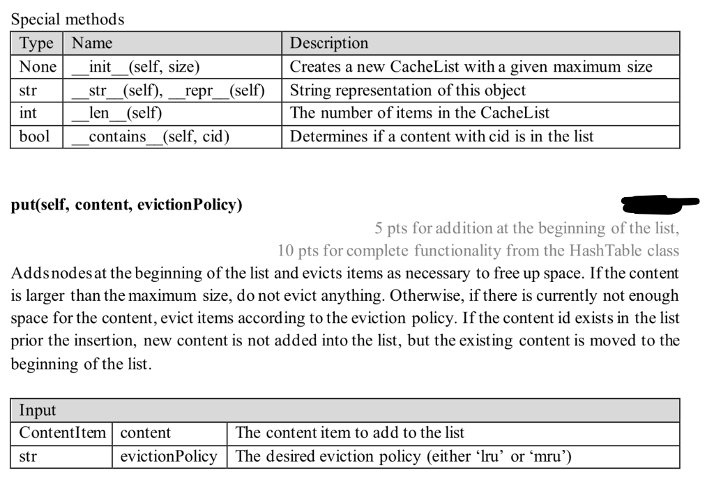 Solved Section 3 The CacheList Class The CacheList Class Chegg