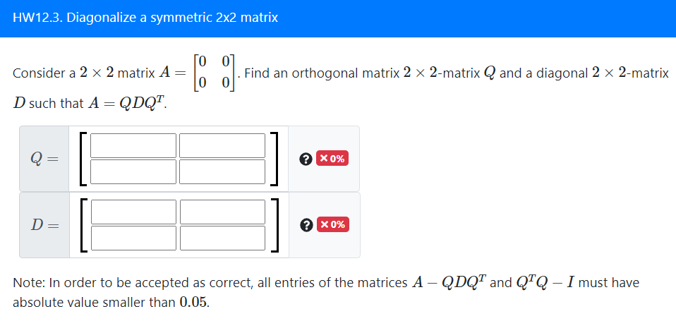 Solved HW12.3. Diagonalize a symmetric 2x2 matrix Consider a | Chegg.com