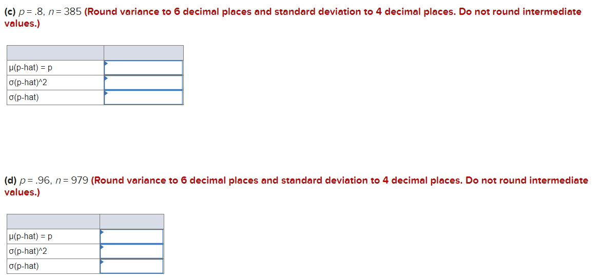 Solved In Each Of The Following Cases Find The Mean Var Chegg Com