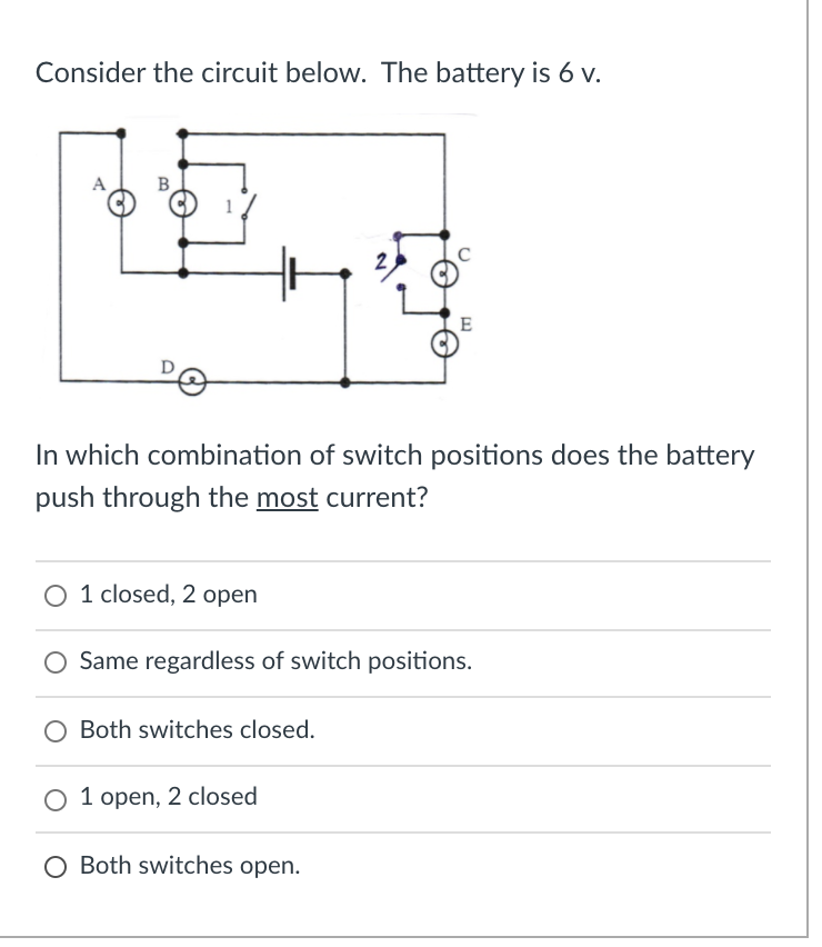 Solved Consider The Circuit Below The Battery Is 6 V A Chegg Com