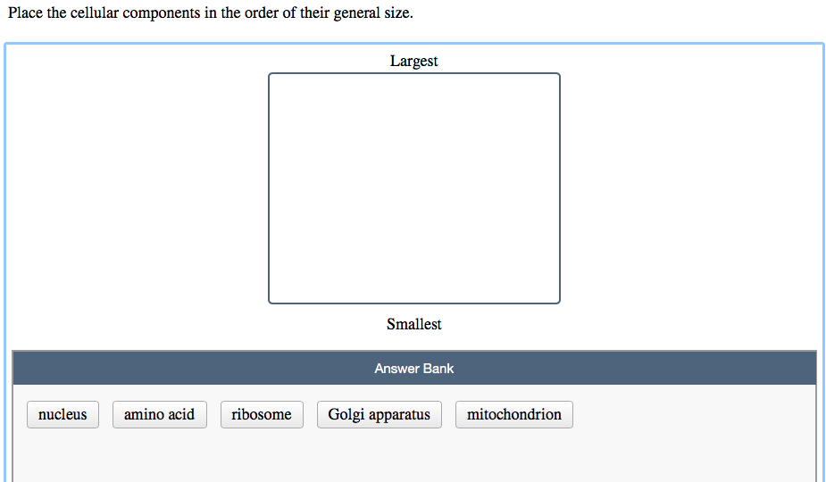 Solved Place the cellular components in the order of their | Chegg.com
