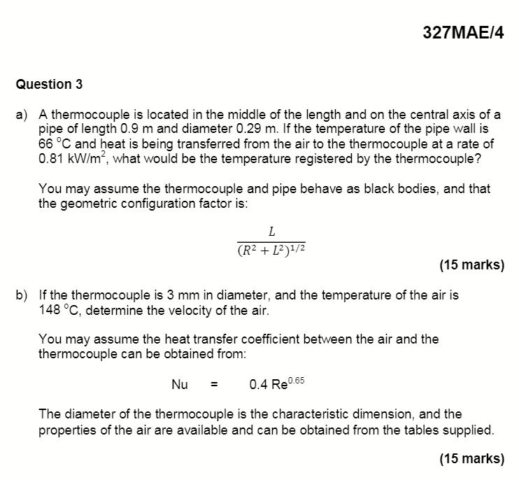 Solved a) A thermocouple is located in the middle of the