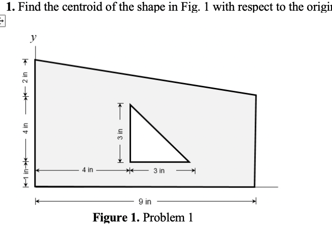 Solved 1. Find the centroid of the shape in Fig. 1 with | Chegg.com
