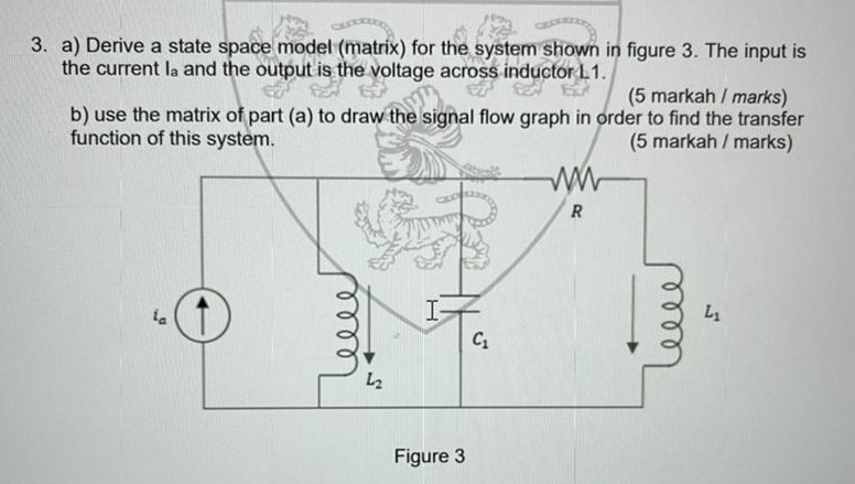 Solved 3. a) Derive a state space model (matrix) for the | Chegg.com