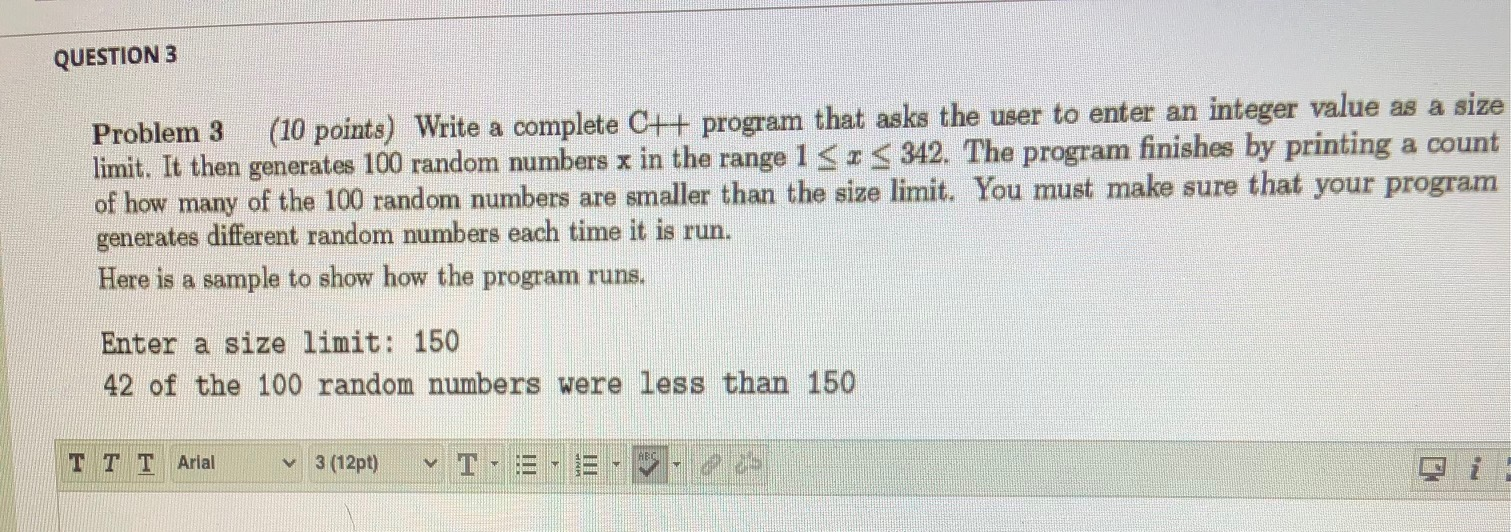 Solved QUESTION 3 Problem 3 (10 points) Write a complete C++ | Chegg.com