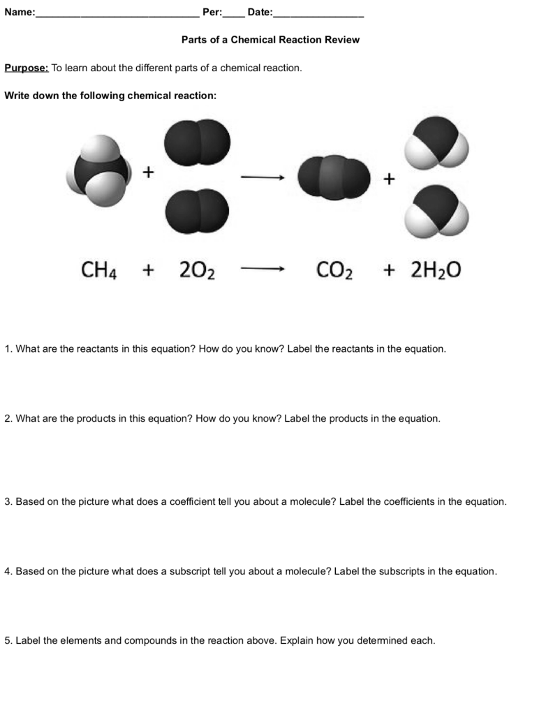 Solved Name Per Date Parts Of A Chemical Reaction Review Chegg