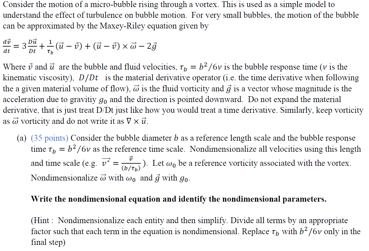 Consider the motion of a micro-bubble rising through | Chegg.com