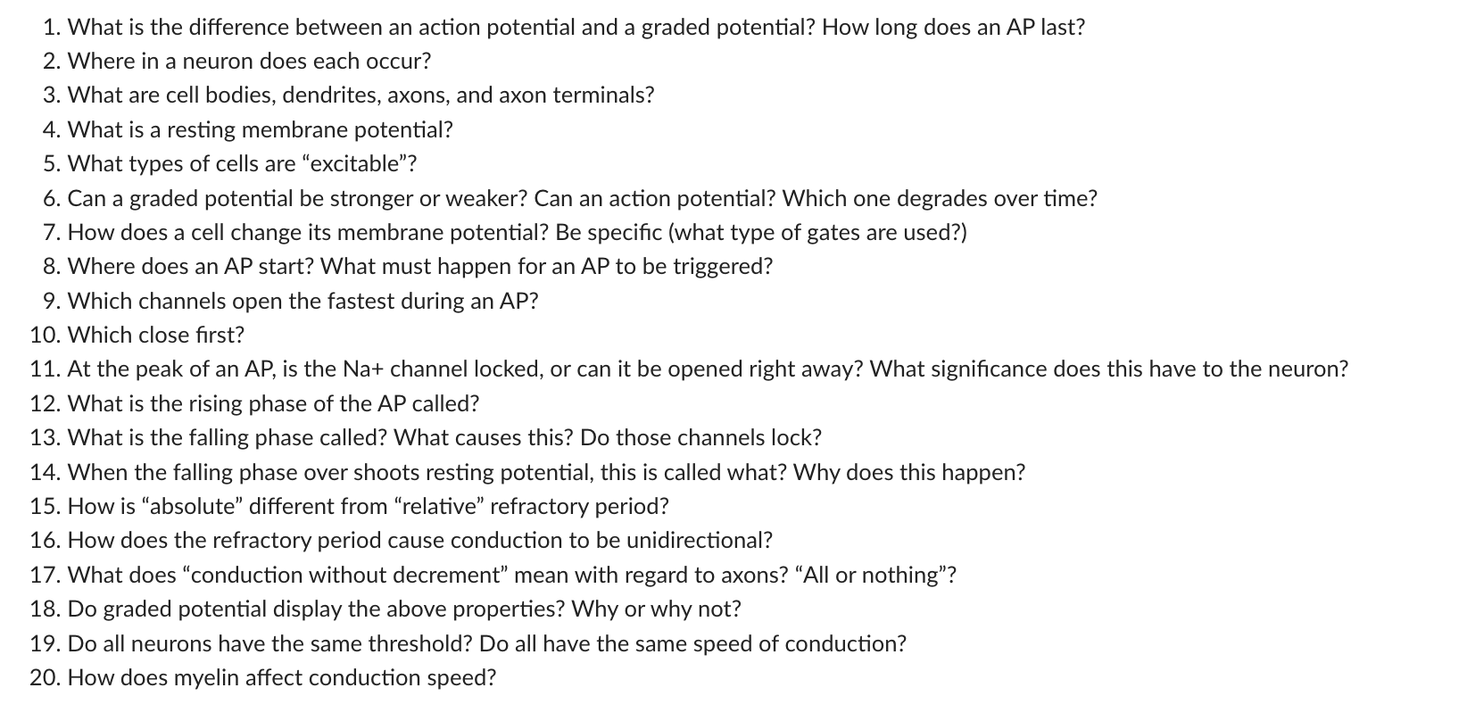 Solved 1. What Is The Difference Between An Action Potential | Chegg.com