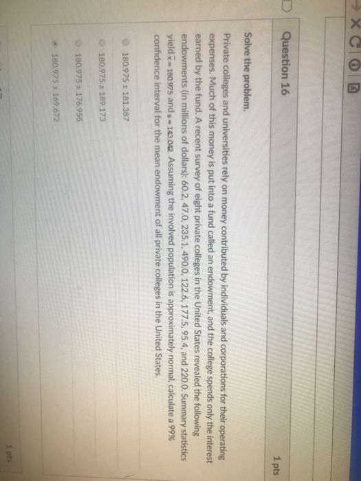 Solved D Question 16 1 pts Solve the problem Private | Chegg.com