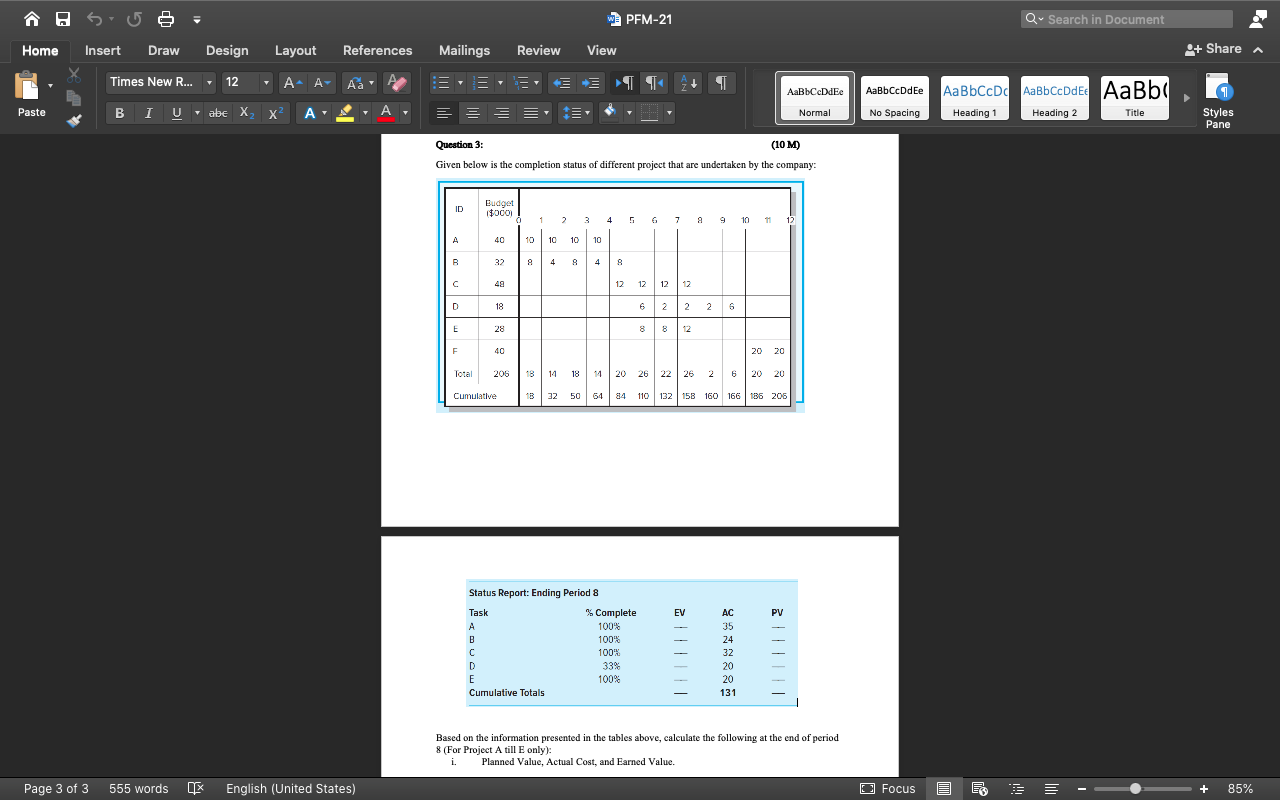 O Oss W Pfm 21 Q Search In Document Home Insert Draw Chegg Com