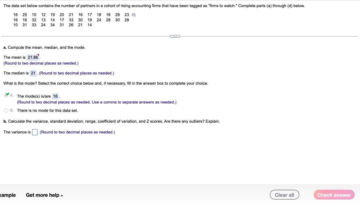 Solved a. Compute the mean, median, and the mode. The mean | Chegg.com