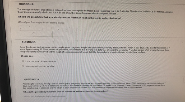 Solved QUESTION 8 The average amount of time t takes a | Chegg.com