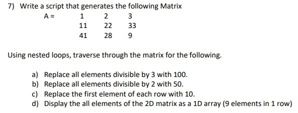 Solved 3 7) Write a script that generates the following | Chegg.com