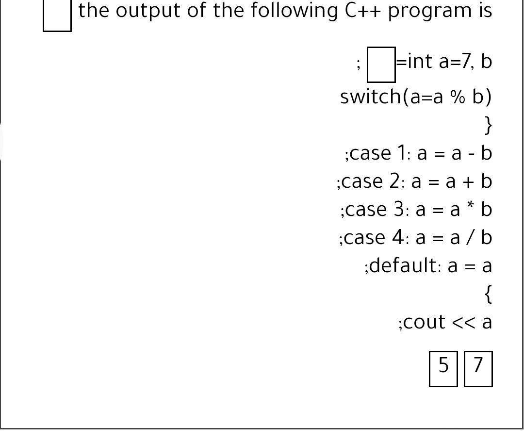 Solved the output of the following C++ program is [-int | Chegg.com