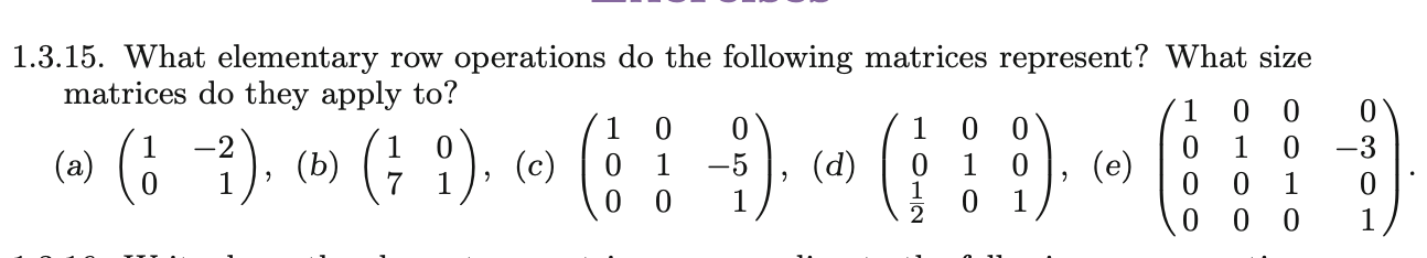 matrices and row operations assignment quizlet