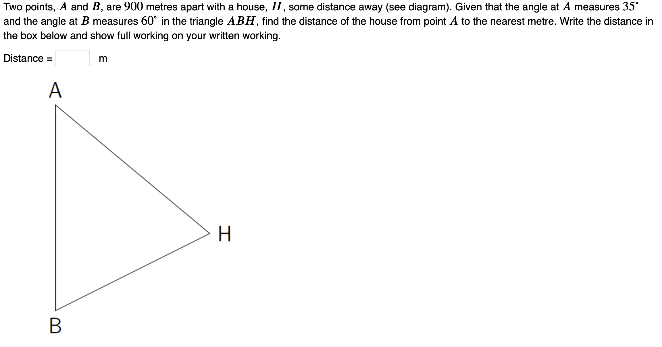 Solved Two points, A and B, are 900 metres apart with a | Chegg.com