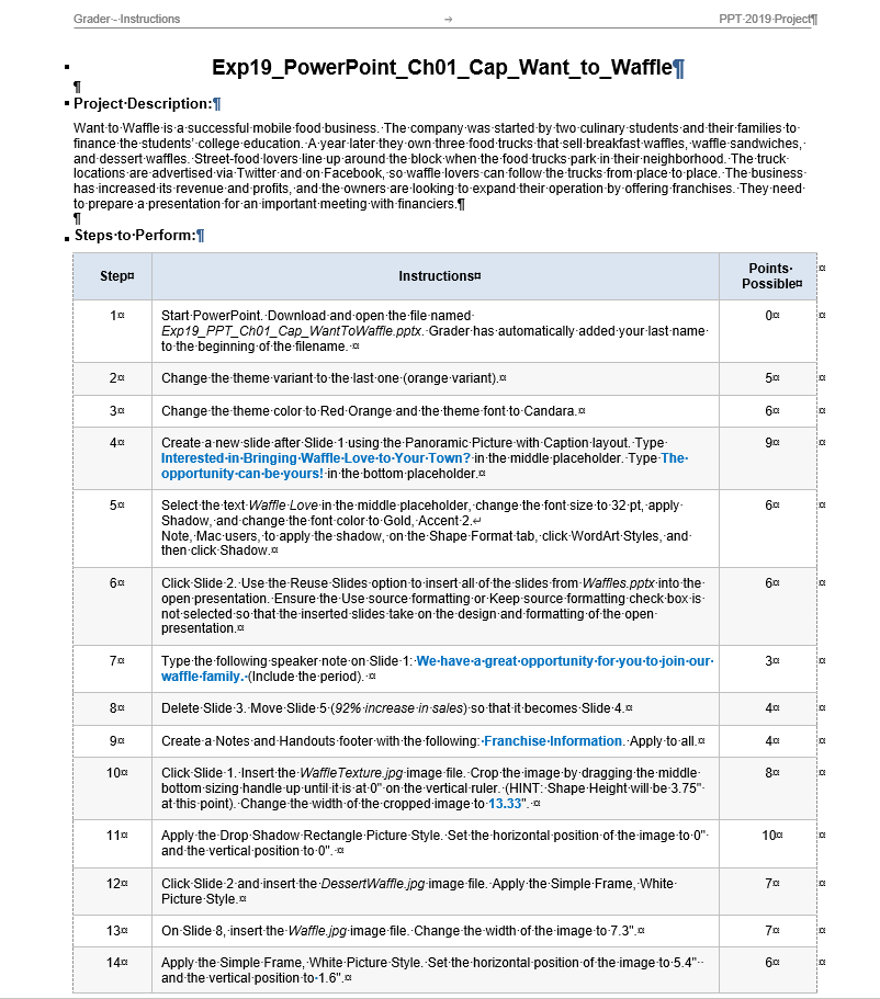 Solved Grader-Instructions PPT-2019 Project | Chegg.com