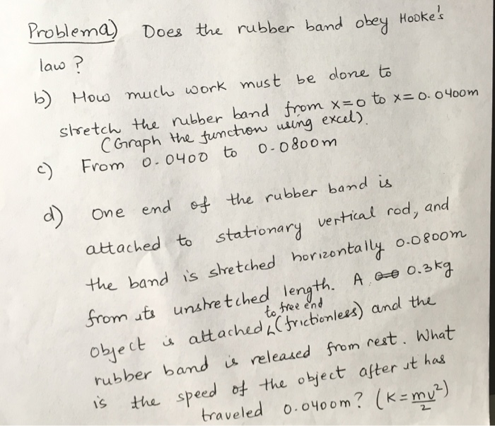 Solved Does the rubber band obey Hooke's law? How much,