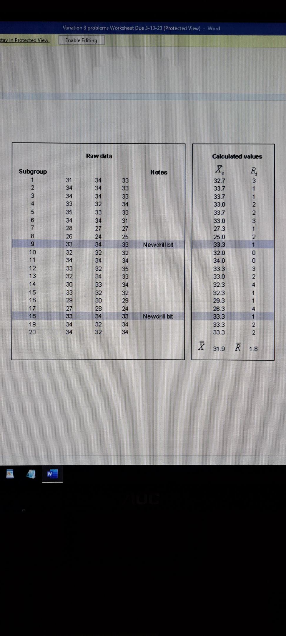 Please show me how to create an X and R charts | Chegg.com