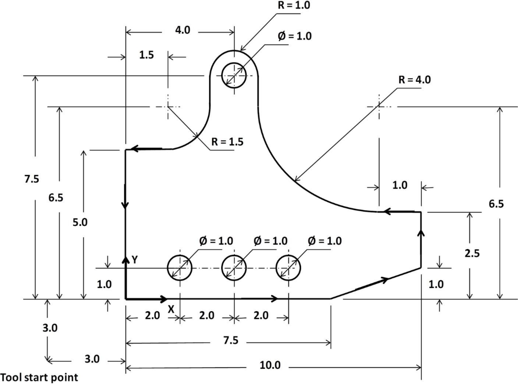 Write a part program to machine the part shown below | Chegg.com