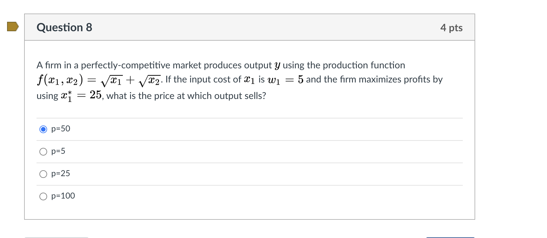 Solved Question 8 4 Pts A Firm In A Perfectly-competitive | Chegg.com