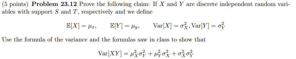 Solved Prove the following claim: If X and Y are discrete | Chegg.com