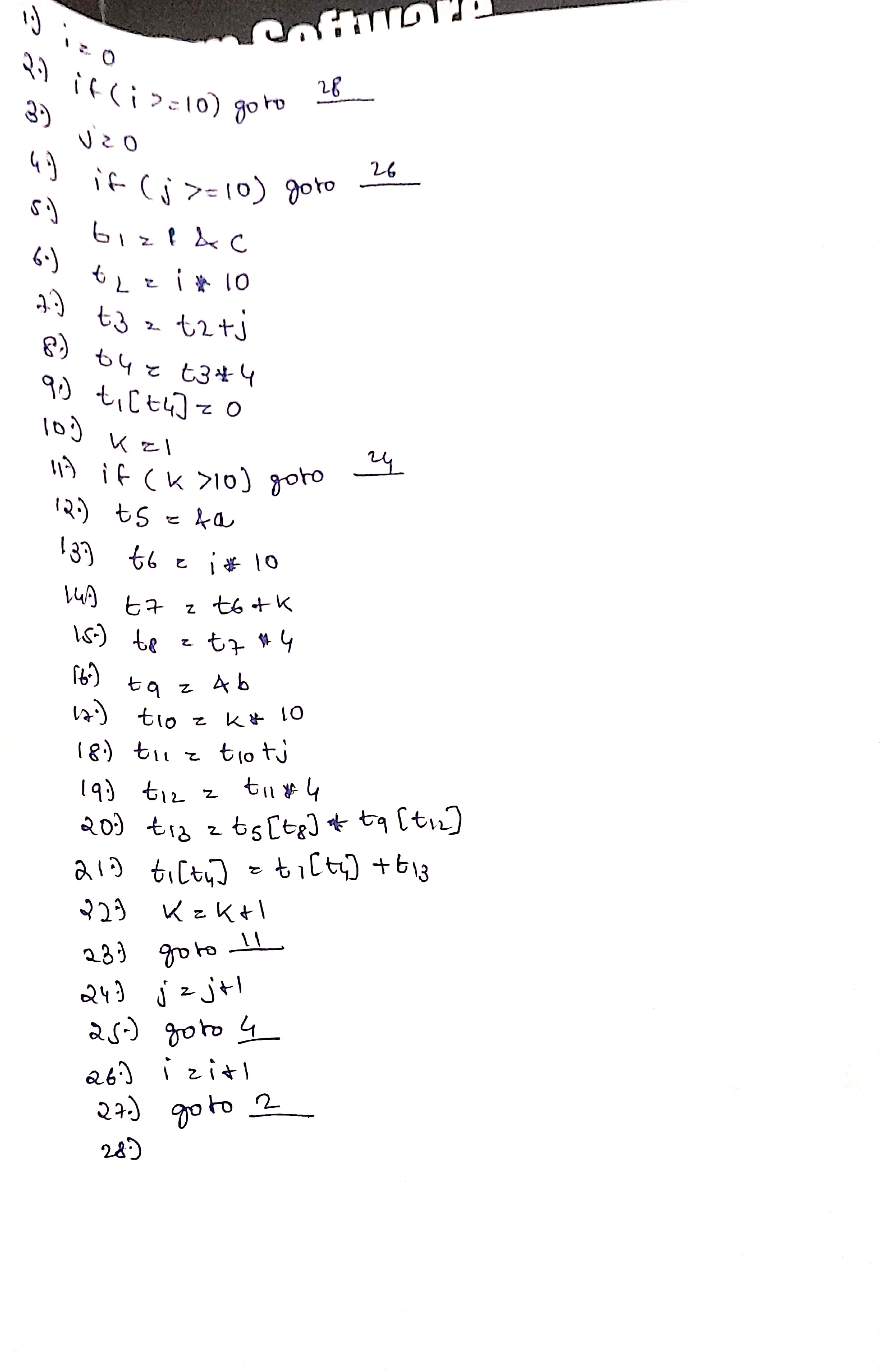 Solved I have written the three address code for matrix | Chegg.com