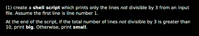 Solved (1) create a shell script which prints only the lines | Chegg.com