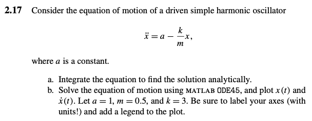 Solved 2 17 Consider The Equation Of Motion Of A Driven S Chegg Com