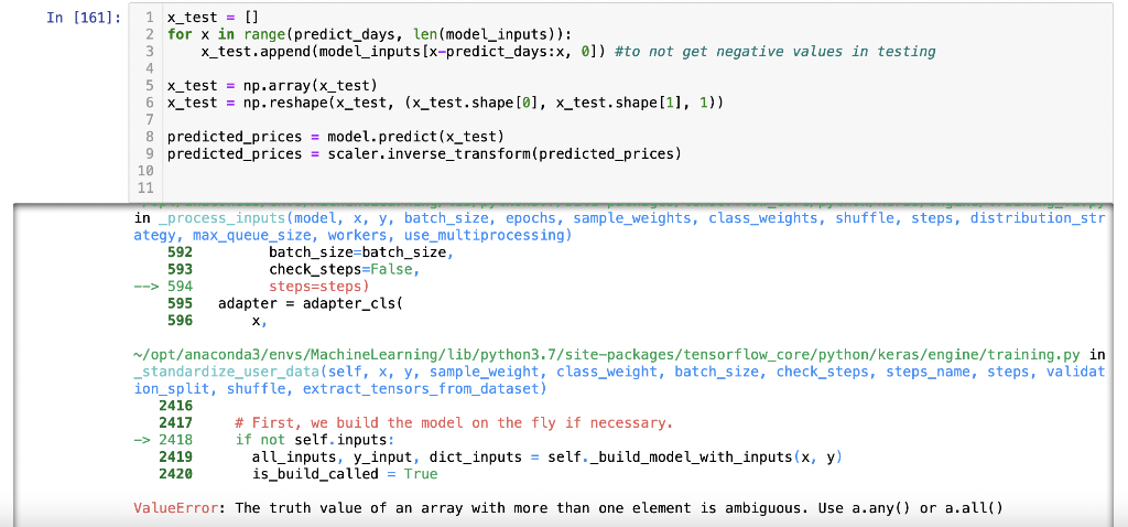 In [161]: 1 x_test = [] for x in range(predict_days, | Chegg.com