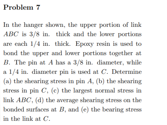 Solved Problem 7 In The Hanger Shown The Upper Portion O Chegg Com