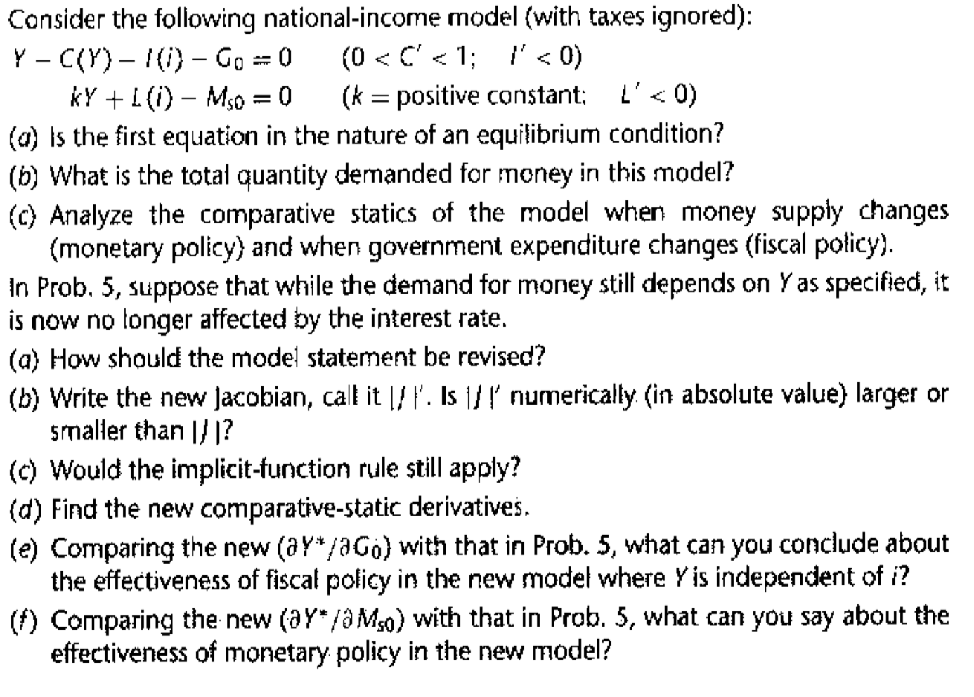 Solved Consider The Following National-income Model (with | Chegg.com