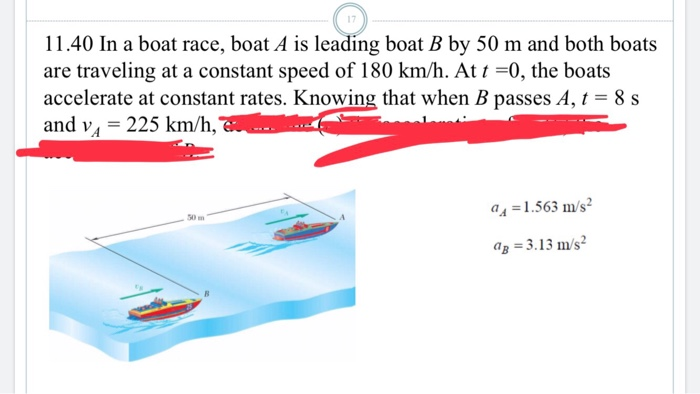 Solved 17 11.40 In A Boat Race, Boat A Is Leading Boat B By | Chegg.com