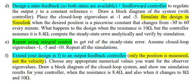 Solved = 4. Consider the DC motor used in the lab, described | Chegg.com