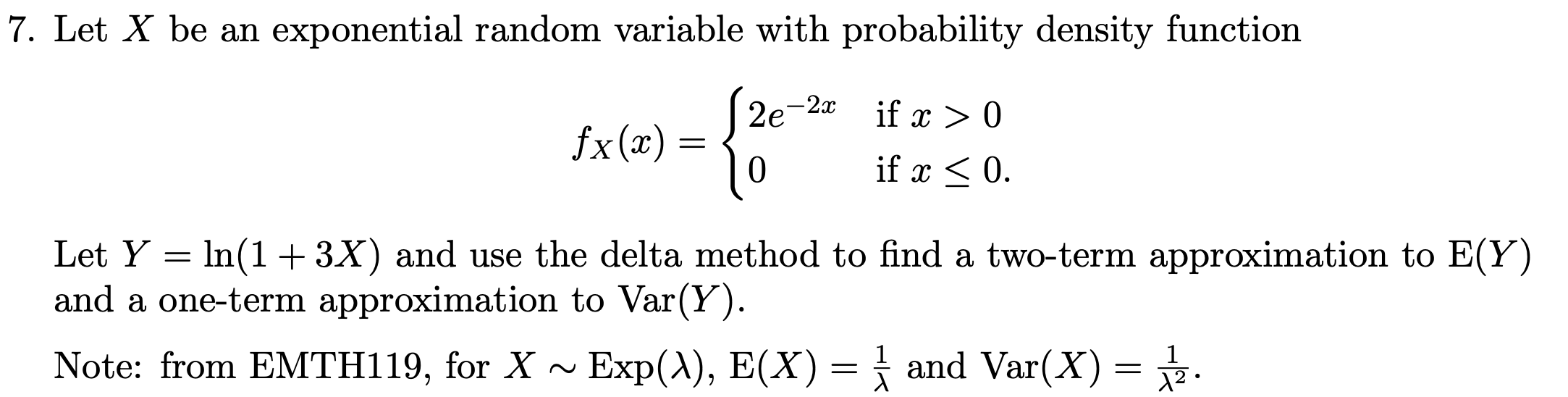 Solved 7. Let X be an exponential random variable with | Chegg.com