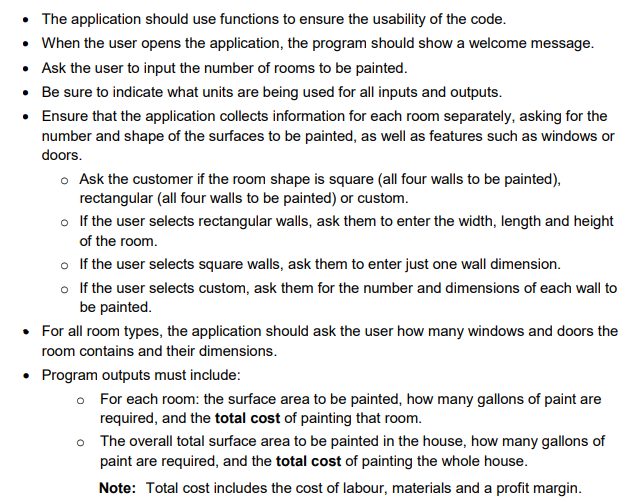 - The application should use functions to ensure the usability of the code.
- When the user opens the application, the progra